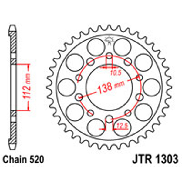 JT JT Rear Sprockets R/W 1303-43